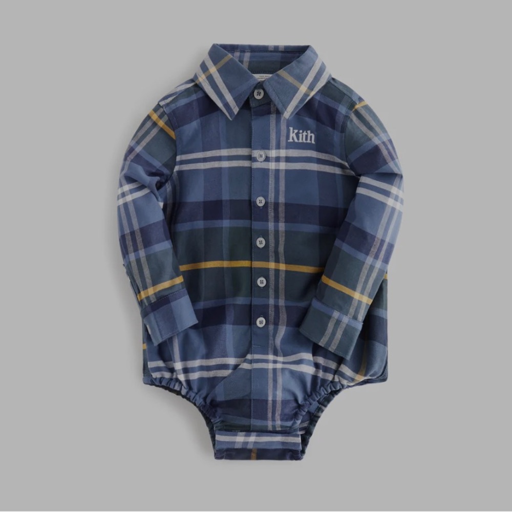 Kith Blue Plaid Kids Bodysuit
